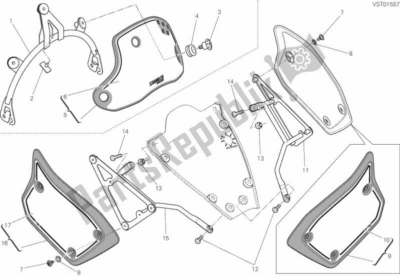 All parts for the Fairing of the Ducati Scrambler Flat Track PRO USA 803 2016